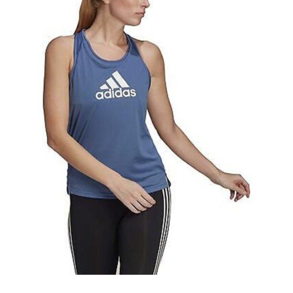 Women's Adidas Aeroready Athletic Racerback Tank Top Blue Medium